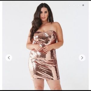 Pink sequin strapless dress